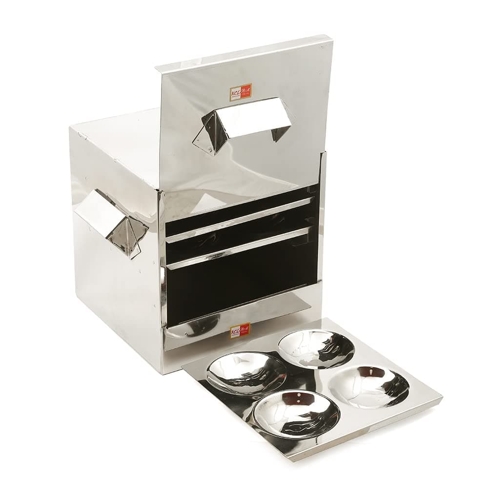 KCL Stainless Steel Trivia Idly Cooker | Idly Streamer Set of 4 Plates | 16 Idli Maker | Gas and Induction Friendly Cookware| Fluffy Idli Maker Pot, 1 liter, Silver