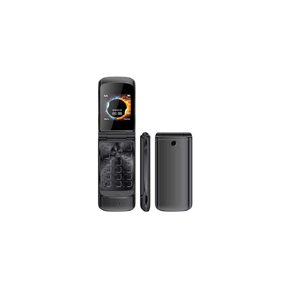 JJA V9 World's smallest Flip phone 1.54" 2G Unlocked Dual Sim 850 MAH Bluetooth FM Dialer Luxury Card Palm Phone (Black)
