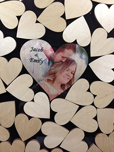 Personalized Alternative Wedding wood guest book Circle top drop box Guest book, 1.5 inch heart, charms