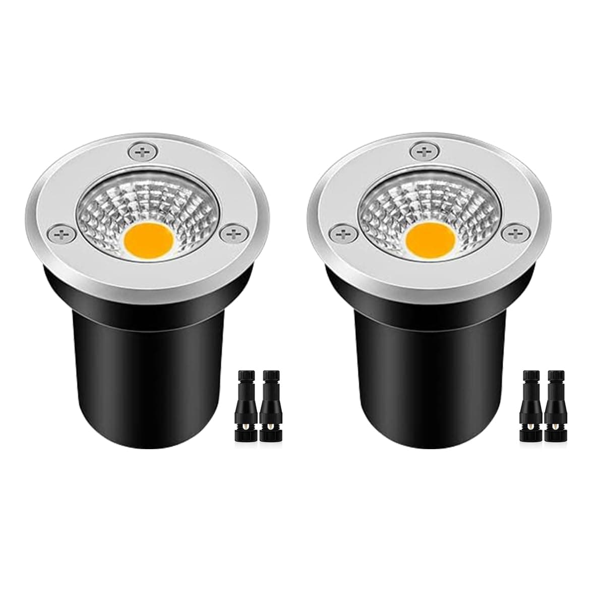 ZUCKEO Low Voltage Landscape Lights 3W LED Well Lights, 12V-24V Landscape Lighting Outdoor In-Ground Light IP67 Waterproof Paver Light for Pathway Deck Step Garden Warm White (2 Pack)