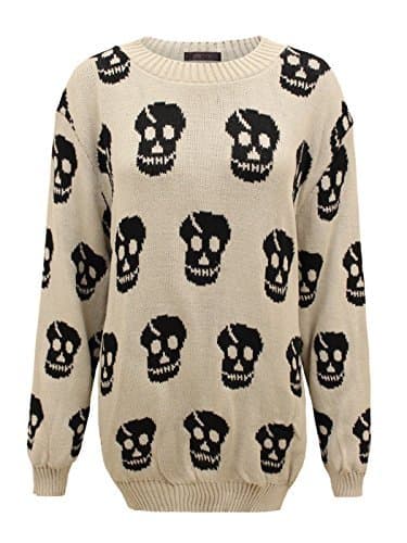 Envy Boutique Women's Skull Print Knitted Waterfall Winter Top Plus Sizes