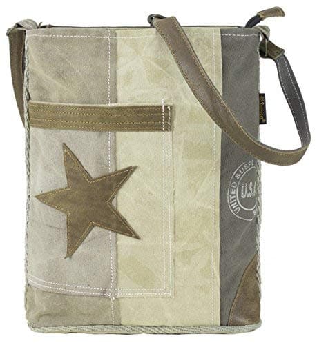 Sunsa Women's Vintage Bag Shopper Shoulder Bag Handbag of Canvas with Leather 51620