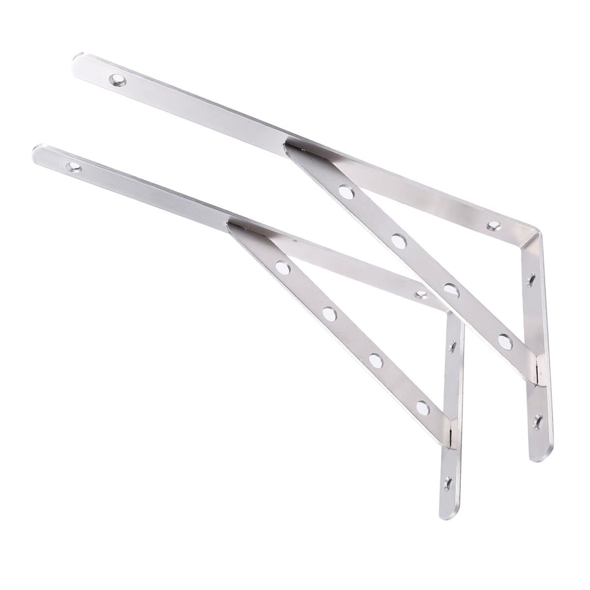 Pair of 8'' 12'' Heavy Duty Stainless Steel L-Shaped Wall Shelf Bracket Support (12'')