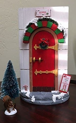 Personalized Christmas Elf Door with accessories. Has Official North Pole Approval Stamp. Can use for Elf arrival and departure every year.
