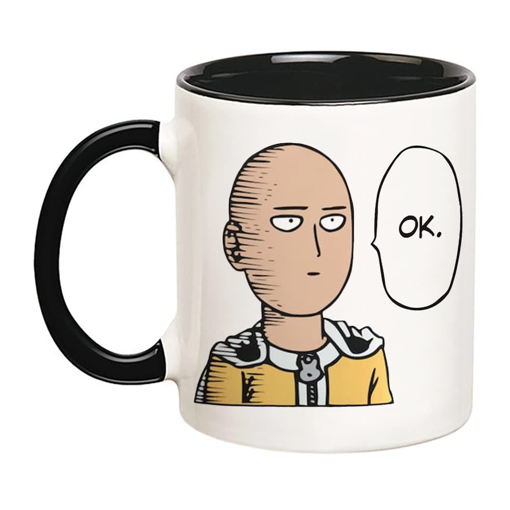 "Saitama One Punch Man Ok Ceramic Mug, Anime Coffee Cup, 11 Oz Novelty Coffee Mug/Cup