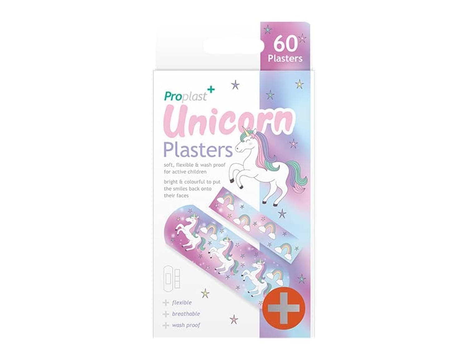 MED 5482 Childrens Kids Unicorn Plasters, Assorted Sizes - Pack of 60
