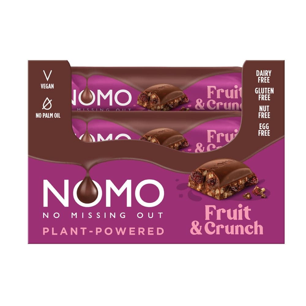 Vegan Fruit & Crunch Chocolate Bar (NOMO) 24 x 32 g