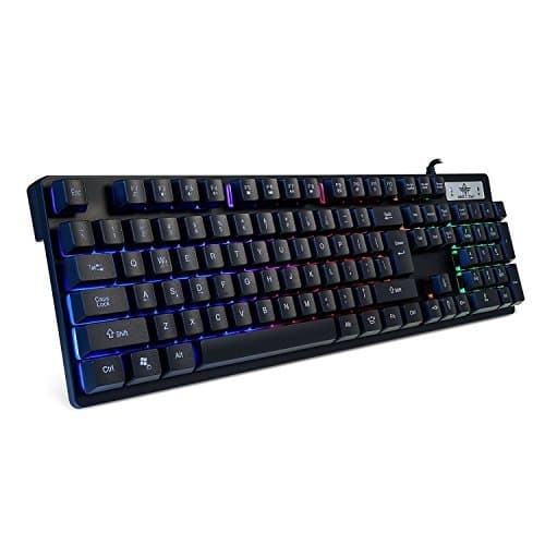 Auawak Warship GK3200 Multimedia Smart Rainbow Backlit LED Pro Gaming Keyboard - Black