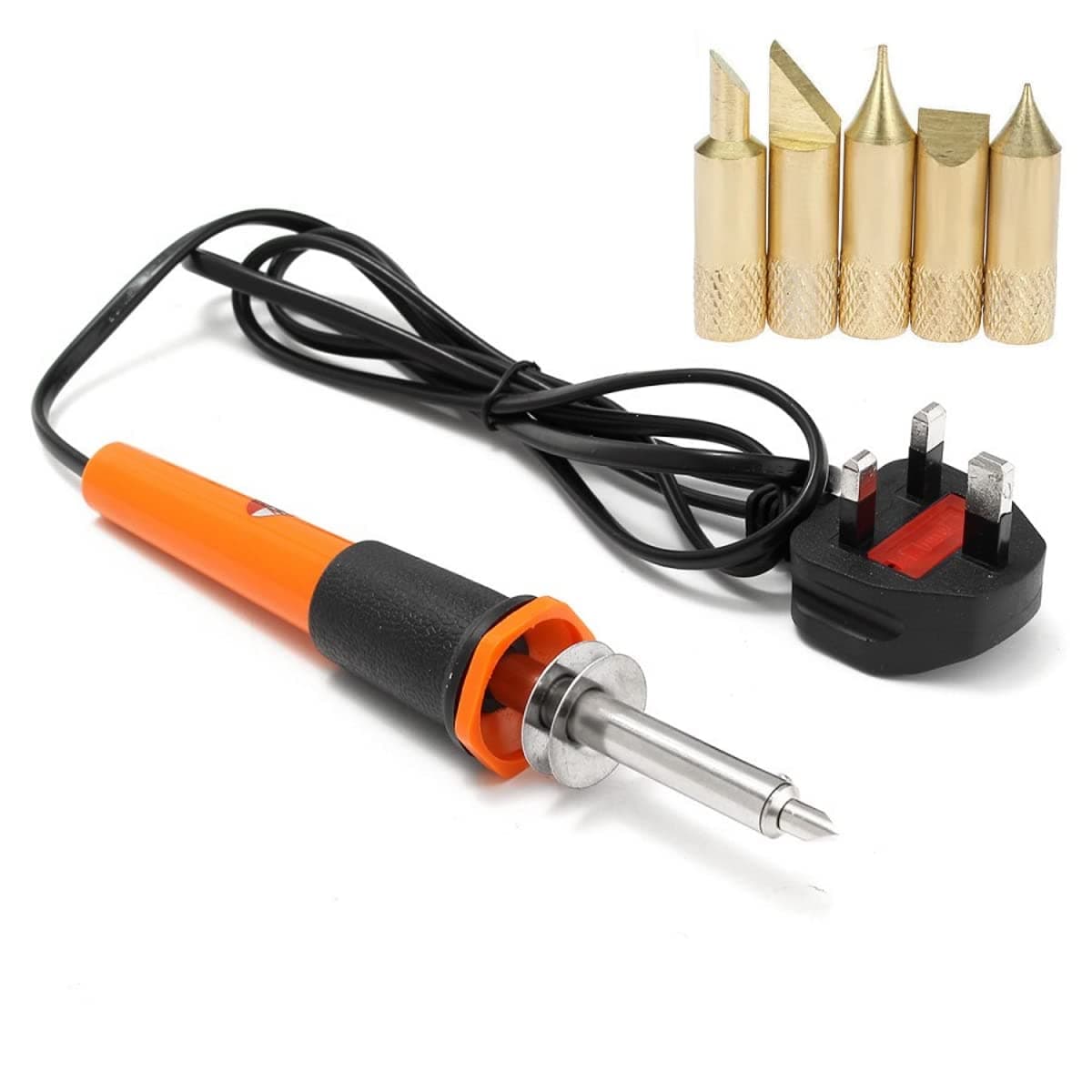 Melfiâ„¢ Multi-purpose 30W 240VAC Multi Tipped Wood Burning Soldering Iron Kit Anti-Oxidation 5 Heads Electric Engraving Pen, Pyrography Pen Kit, for Metal Glass for Metal