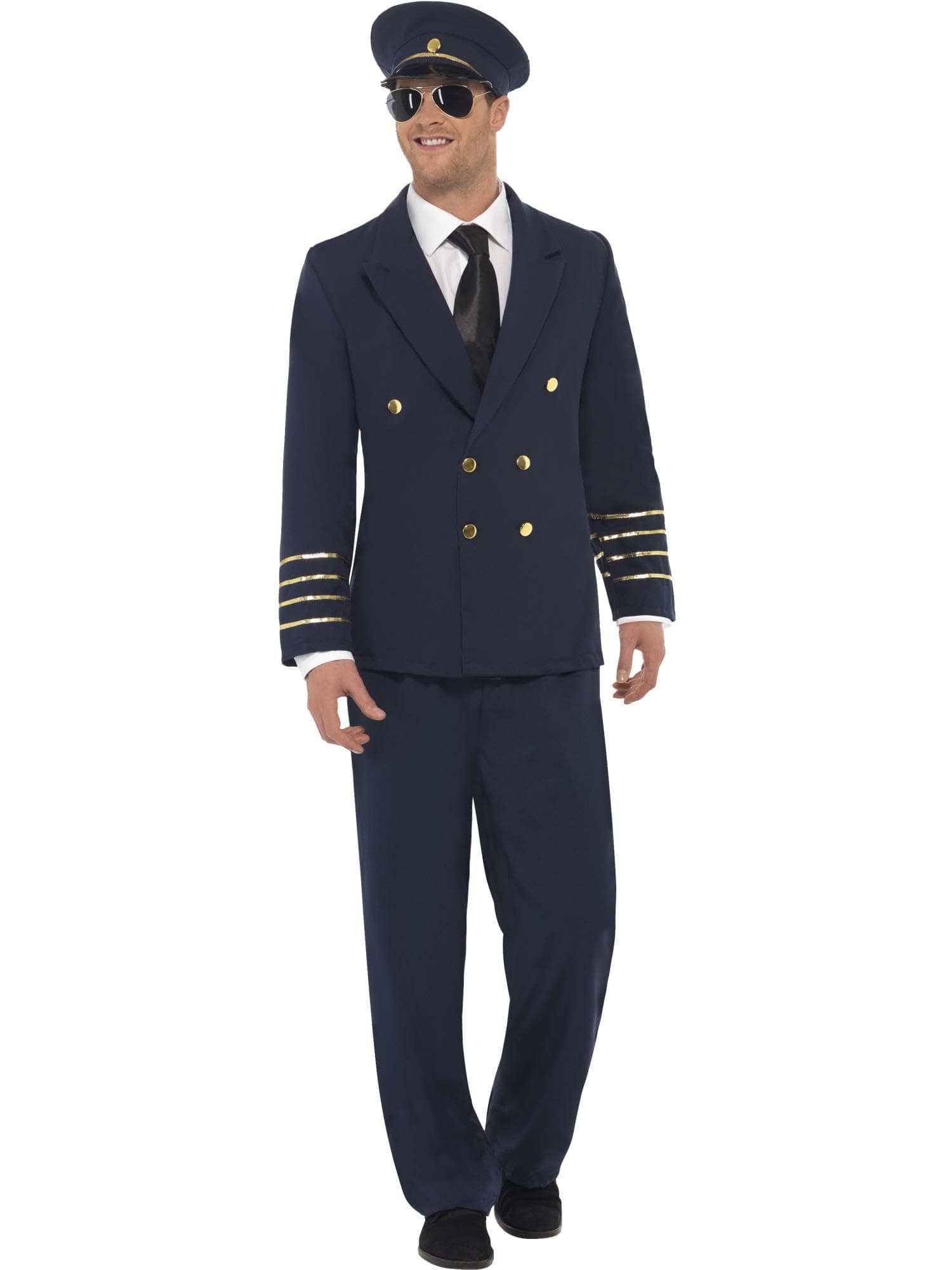 Smiffy's Men's Pilot Costume with Jacket Trousers and Hat