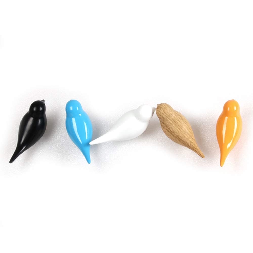 Crafteam Resin Bird Coat Hooks - 5Pcs Wall Mounted Decoration Rustic Bird Hook Hanger for Hat Towel Bag Bedroom Door Gift