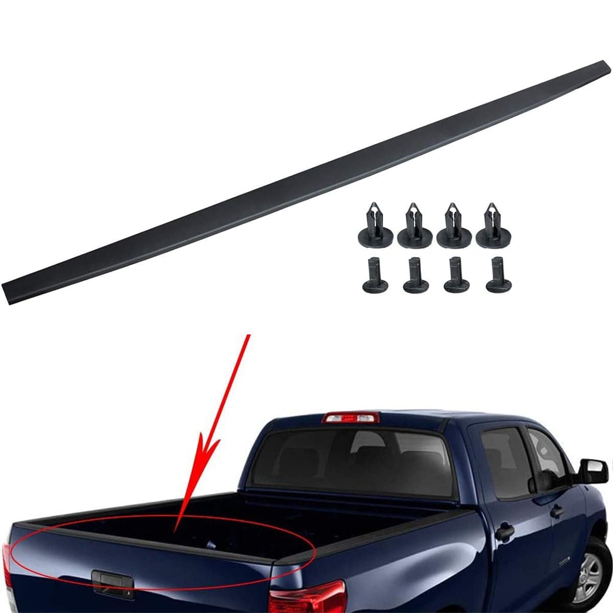 KARPAL Rear Tailgate Molding Cap Spoiler Top Protector Cover w/Retainers Compatible with 2007-2013 Toyota Tundra