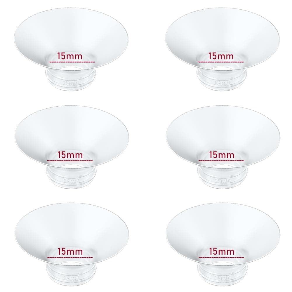 Flange Insert 15mm 6pcs Compatible with Momcozy M5/M9/M6/S12 Pro/V1 Pro/V2 Pro,for Spectra/Medela/MomMed/eufy/Lansinoh/Elvie Breast Pump, Fit for 24mm Flange/Shield of Most Pumps, Breastfeeding Parts