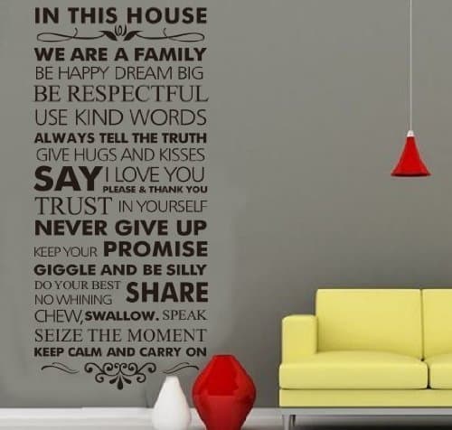 In This House We Are A Family Be Happy Dream Big Quote Wall Mural Wall Art Home Decor Decal