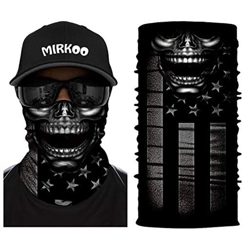MIRKOO 3D Breathable Seamless Tube Face Mask, Dust-proof Windproof UV Protection Motorcycle Bicycle ATV Face Mask for Cycling Hiking Camping Climbing Fishing Hunting Motorcycling (SKULL-859)