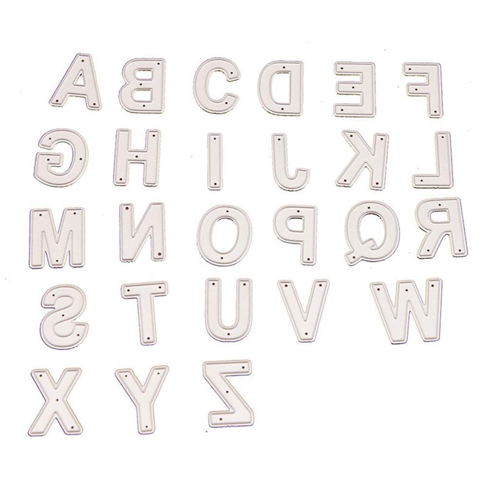 1 Pack 26 Capital Alphabet Letters Metal Cutting Dies for Card Making and Scrapbooking Birthday Thanksgiving Christmas Die Cuts (04)