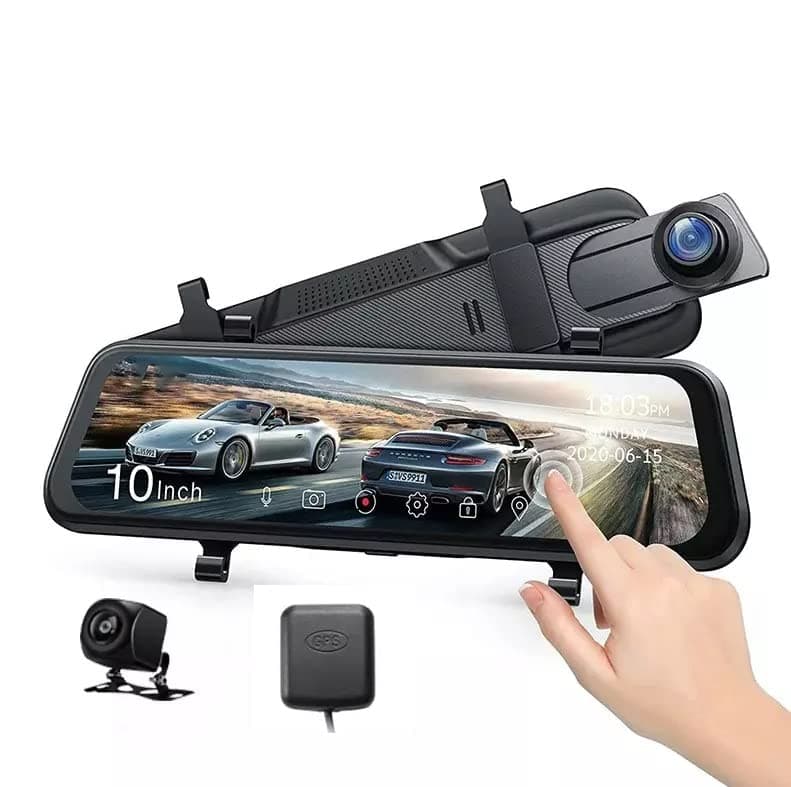 - 10-inch Touch IPS Screen Car DVR with 4K Ultra HD Resolution, Dual Camera Recording, Real-time Reverse Parking View, Loop Recording, G-Sensor, Motion Detection and Parking Monitor