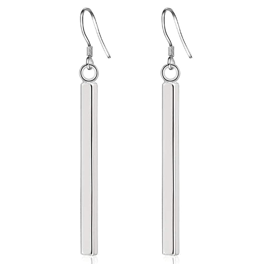 Minimalist Vertical Bar Geometric Dangle Earrings for Women,Hypoallergenic Silver Dainty Drop Earrings fashion jewelry