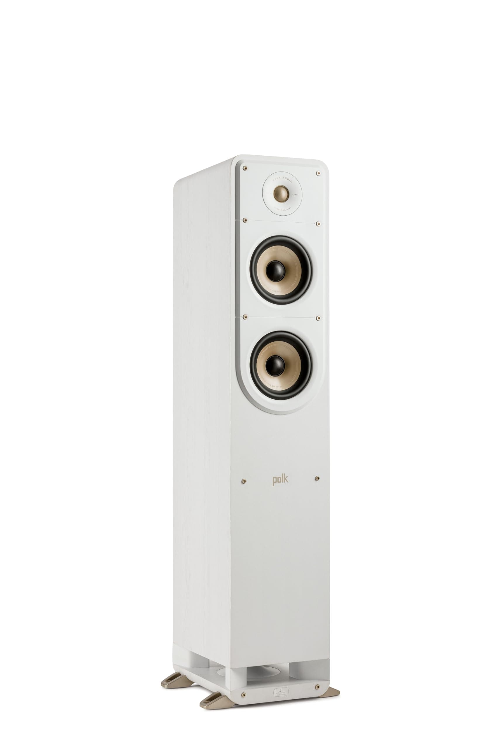 Polk Signature Elite ES50 Tower Speaker - Hi-Res Audio Certified and Dolby Atmos & DTS:X Compatible, 1" Tweeter & (2) 5.25" Woofers, Power Port Technology for Effortless Bass, Elegant White-Washed