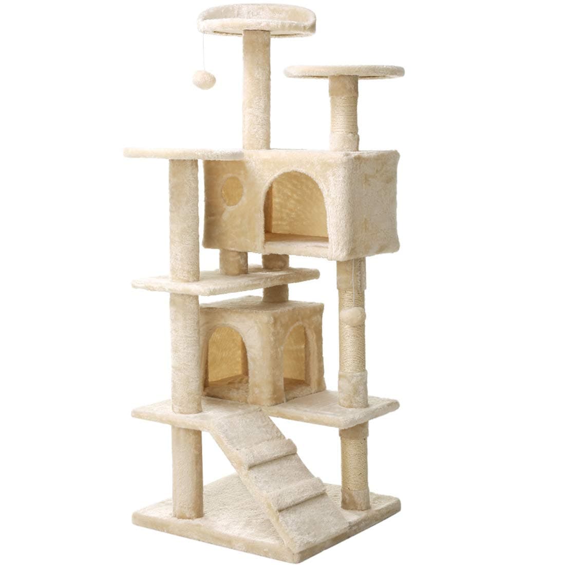 Multi-Level Cat Tree Tower Condo Sisal-Covered Cat House Scratching Post Kittens Pet House Play Tower Activity Center(135 cm)