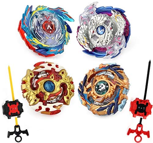 Bey Battling Top Burst Gyro Toy Set 4 Spinning Tops 2 Launchers Combat Battling Game with Portable Storage Box Gift for Kids Children Boys