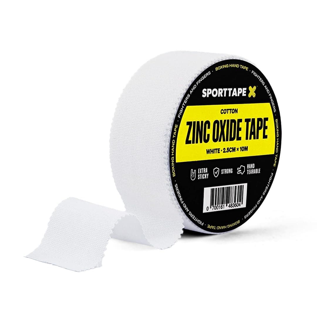 SPORTTAPE Zinc Oxide Tape - 2.5cm x 10m - Wrist & Finger Tape | Boxing Tape, Wrist & Hand Wrap | Sports Strapping Tape, Athletic Tape for Rugby, Football, Rowing, Volleyball & Golf - Single Roll