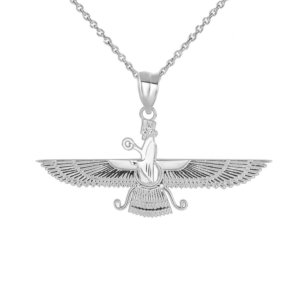 Sterling Silver Farvahar Faravahar Farohar Iranian Farsi Persian Pendant Necklace
