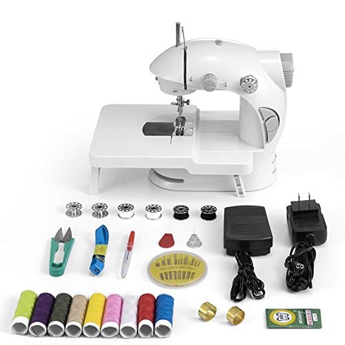 Mini Sewing Machine,Medelon Portable Electric Sewing Machine with Lamp and Thread Cutter, Foot Pedal and Extension Table