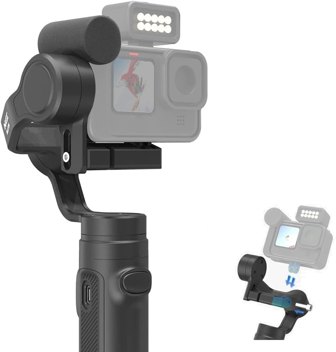 INKEE Falcon Plus Action Cameras Gimbal Stabilizer, 9H Battery Life Wireless Control USB-C Universal Charging