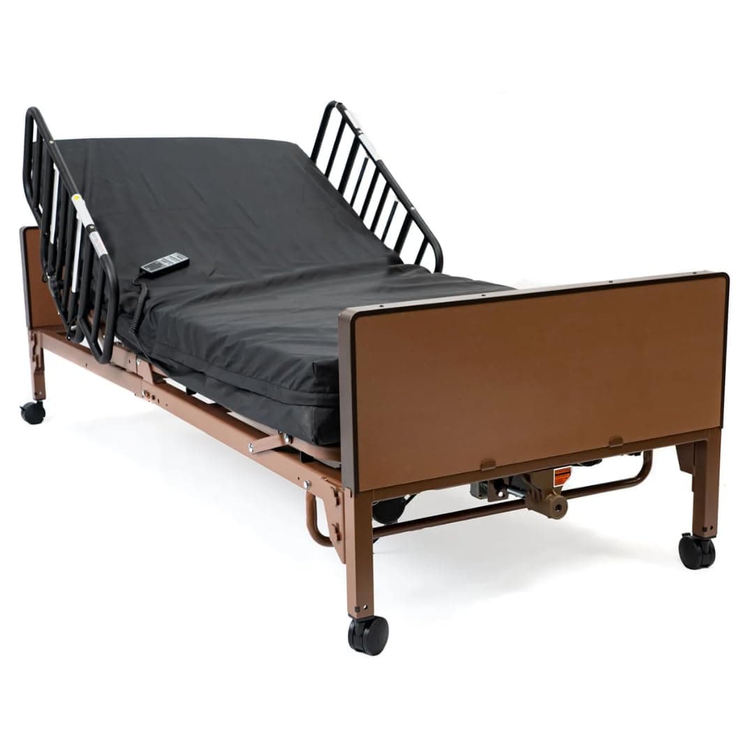 Fully Electric Hospital Bed Set - Foam Mattress, Half Rails Included - Enhanced Comfort, Convenience