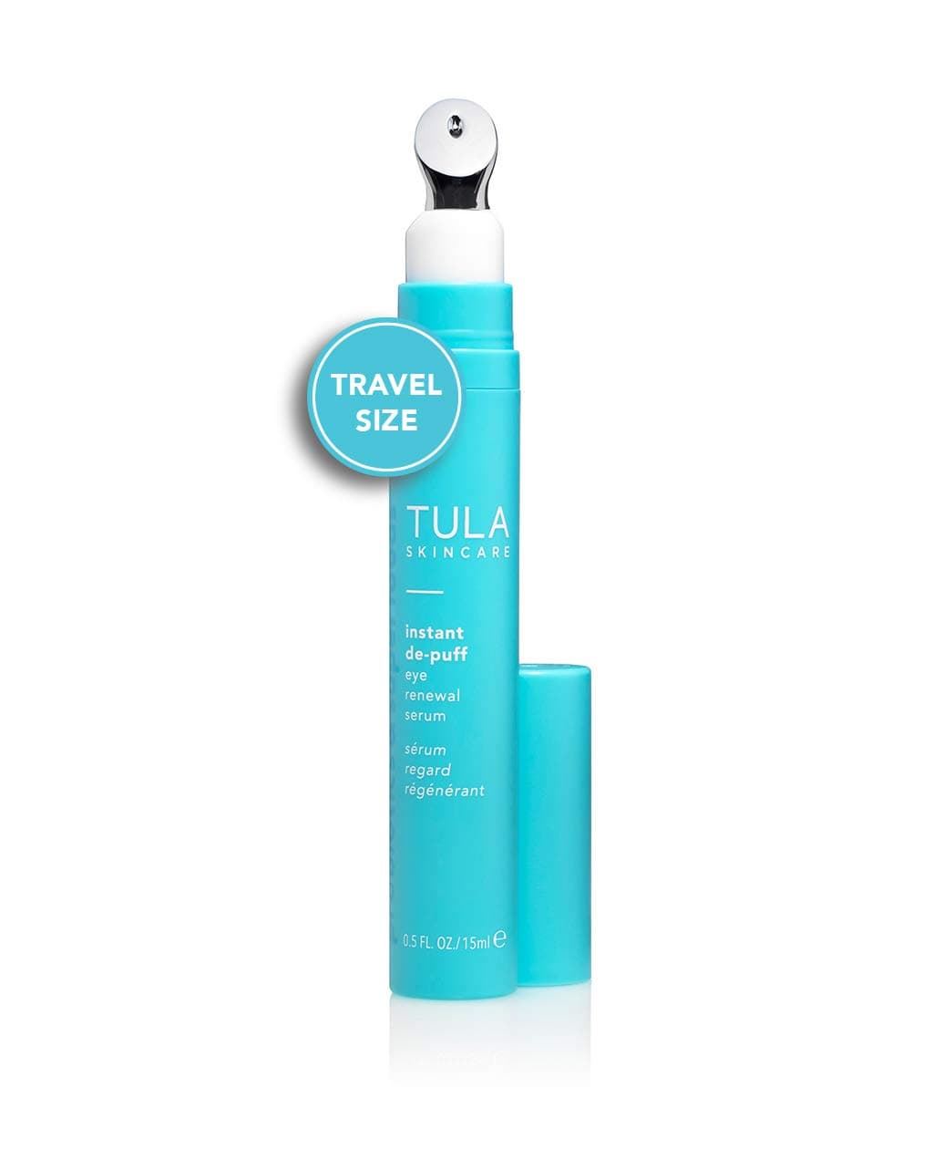 TULA Probiotic Skin Care Instant De-Puff Multi-Spectrum Eye Renewal Serum (Travel-Size) | Dark Circles Under Eye Treatment, Contains Caffeine to Reduce Puffiness and Signs of Wrinkles | 0.25 fl oz