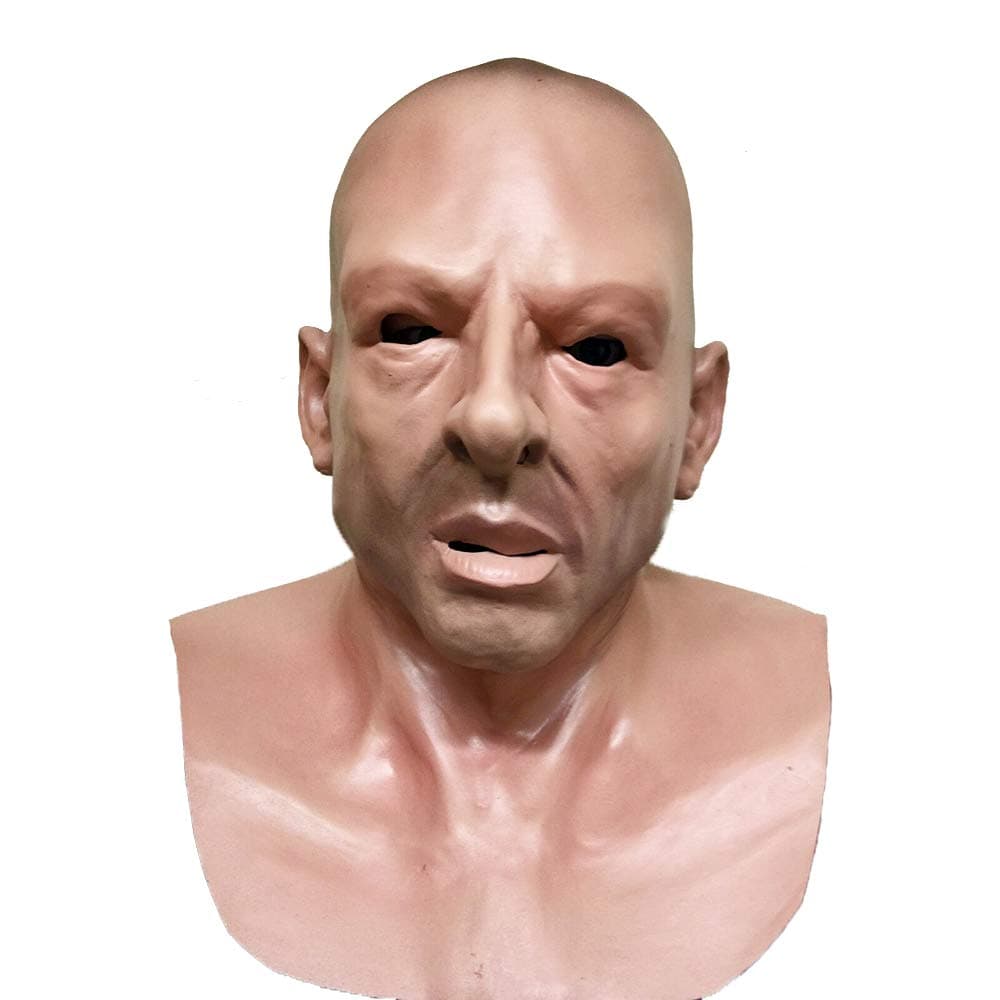 Realistic Bald Head Man Mask Latex Masks Human Face Halloween Rubber Masquerade Full Head Mask