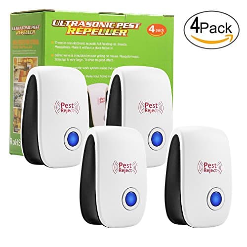Artqua Ultrasonic Pest Repeller Indoor Wall Plug in Killer Devices Outdoor (Pack of 4) - Pest Repellent Control Electronic Machine Accessories White for Insect,Roaches,Flies,Mice,Bats,Moths,Mosquito