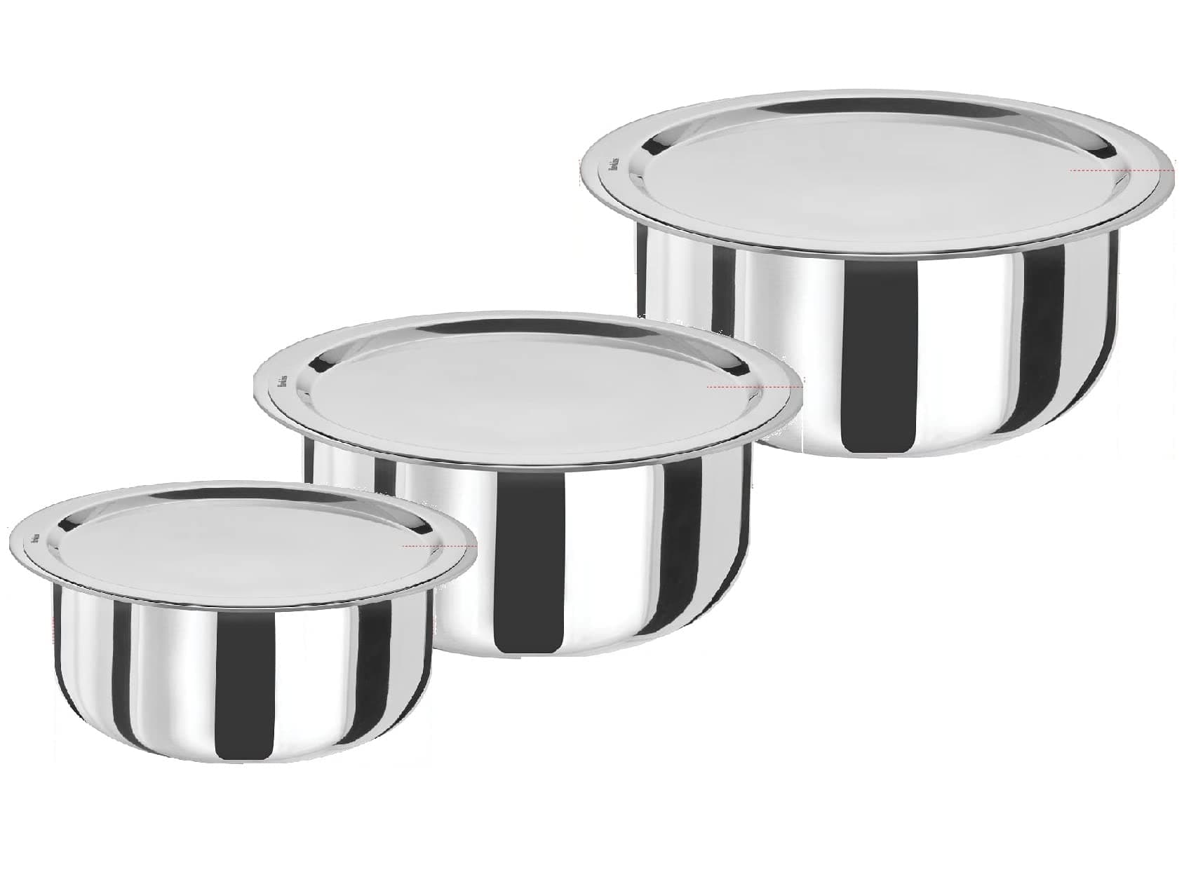 Hawkins Triply Stainless Steel 3 pc Tope Set with Capacity of 3 litres, 4 litres & 5 litres with Stainless Steel Lids (Gas Stove and Induction Friendly - Oven Safe) 5 Years Guarantee