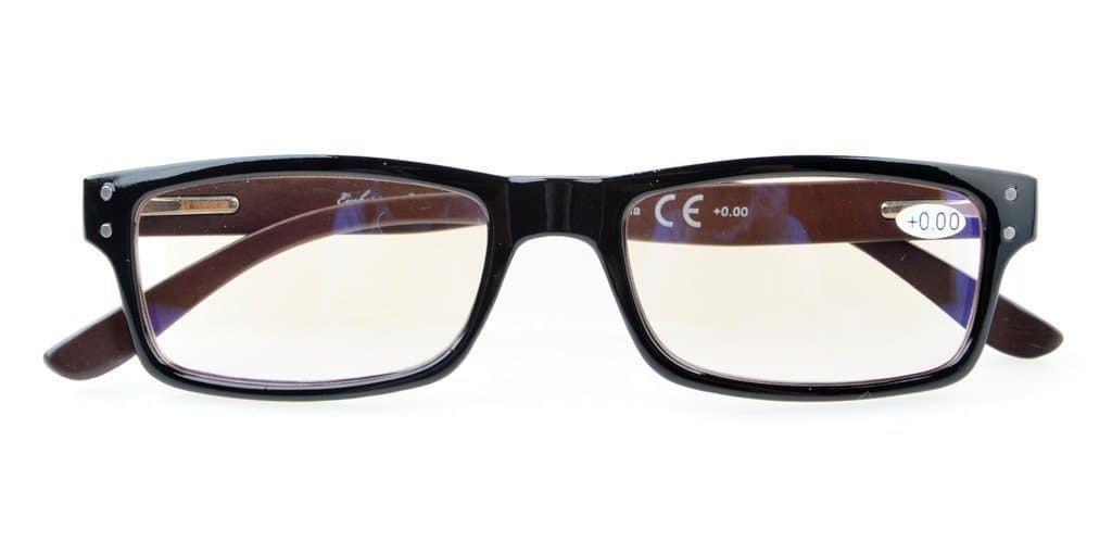 Reduces Eyestrain,Anti Blue Rays,UV Protection,Wood Temple,Computer Reading Glasses(Black) +3.0