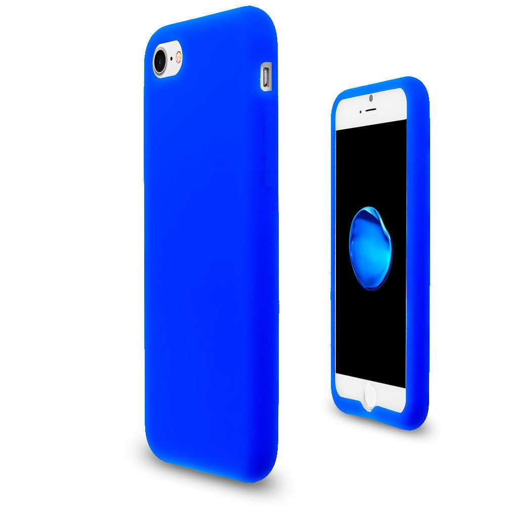 Soft Silicone Rubber Case Flexible Matte Skin Jelly Cover for Apple iPhone 7 8 (Sapphire Blue)