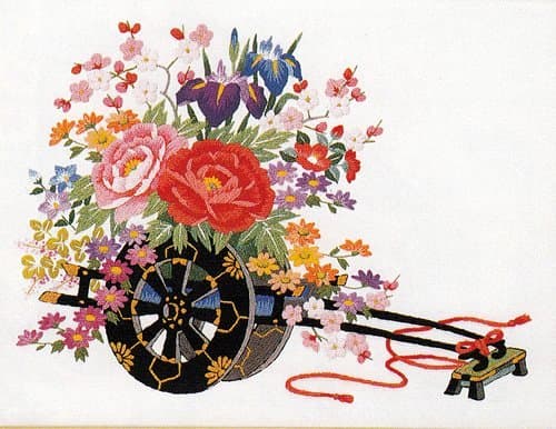 Shishu 468 Flower Wagon Japanese Punch Embroidery Kit