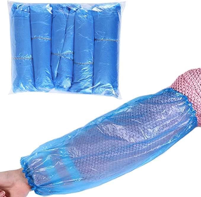 300 Pieces Disposable Oversleeves Disposable Arm Sleeves Waterproof Plastic Oversleeves Cleaning Sleeves (Blue)