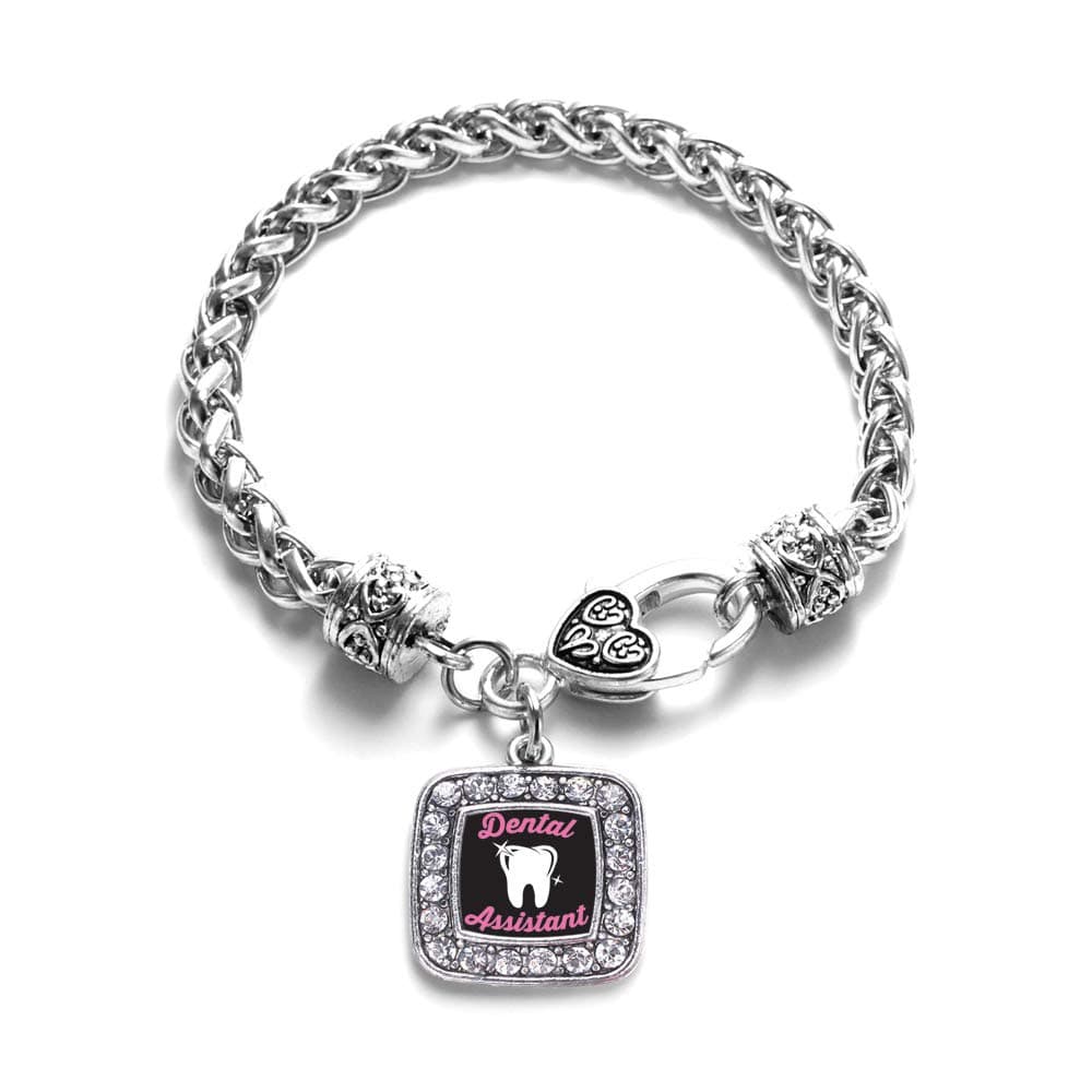 Inspired SilverSilver Square Charm Bracelet with Cubic Zirconia Jewelry