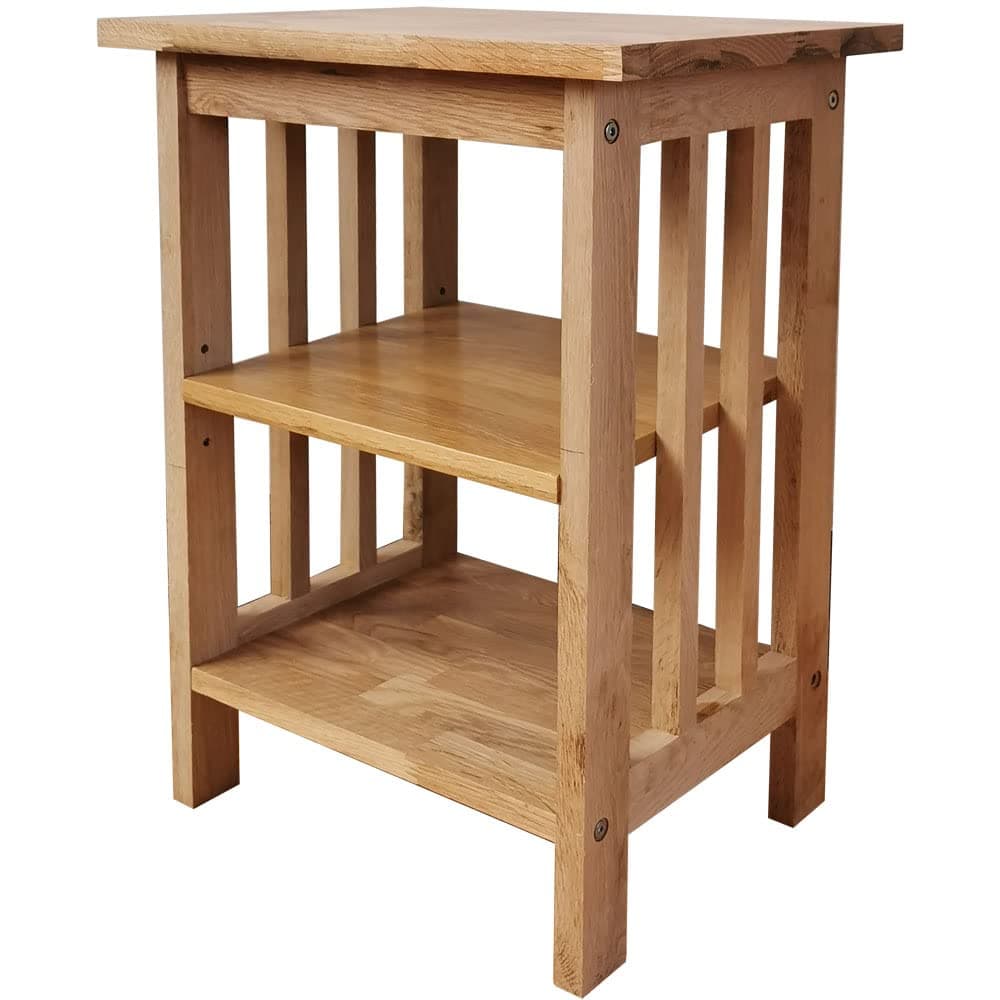 Aurotrice OAK Side Table 2 Storage Shelves Night Table End Table Grid Frame Rural Style 40 x 30 x 54 cm Large space