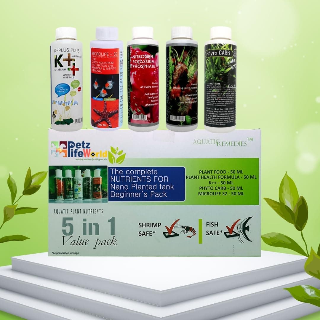 Aquatic Remedies The Complete NUTRIENTS For NANO Planted Tank Beginner's Pack (5 In 1 Value Pack) Aquatic Plant Nutrients Fertilizer