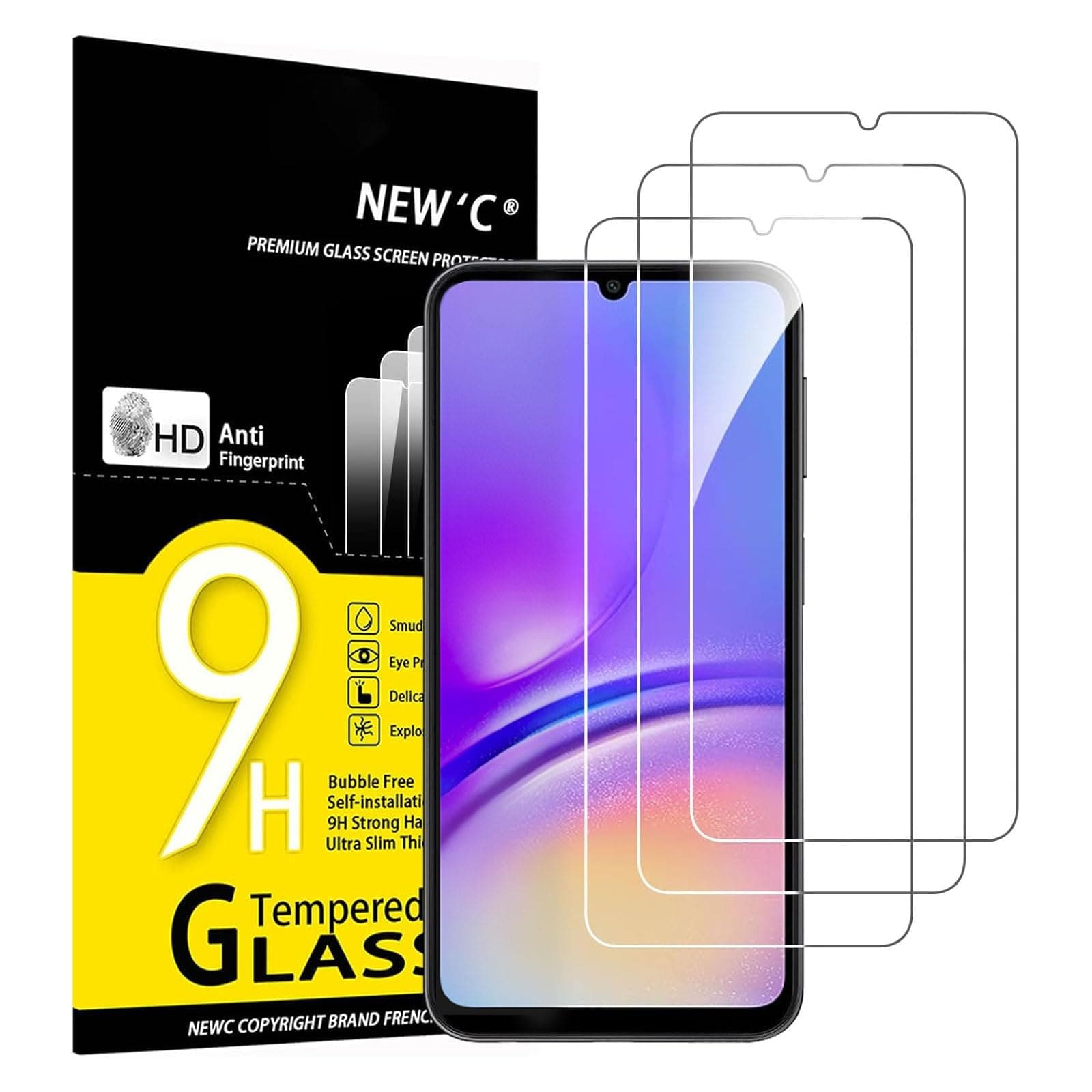 3 Pack Designed for Samsung Galaxy A07 2025, Galaxy A05, A05s Screen Protector Tempered Glass,Case Friendly Scratch-proof, Bubble Free, Ultra Resistant