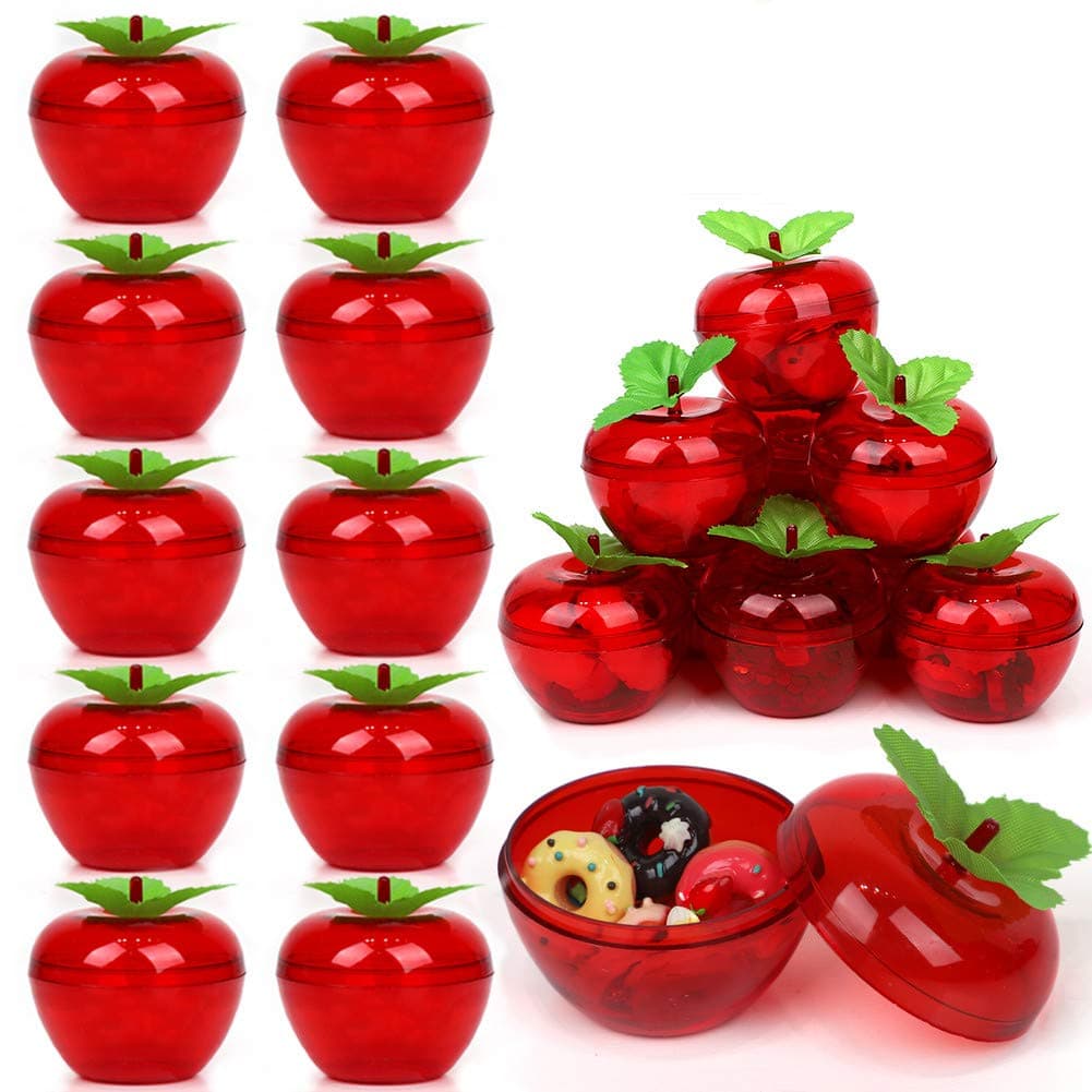 foci cozi 20 Pack Apple Container Christmas Wedding Party Toy Filled Plastic Bobbing Apples Christmas Tree Xmas Decorations Baubles Party Wedding Fruit Ornament Teacher Supplies Favors for Kids