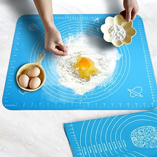Silicone Baking Mat with Measurements, Amytalk Non-stick Pastry Mat For Rolling Dough Liner Heat Resistance Baking Pad Pastry Board, Reusable, Blue