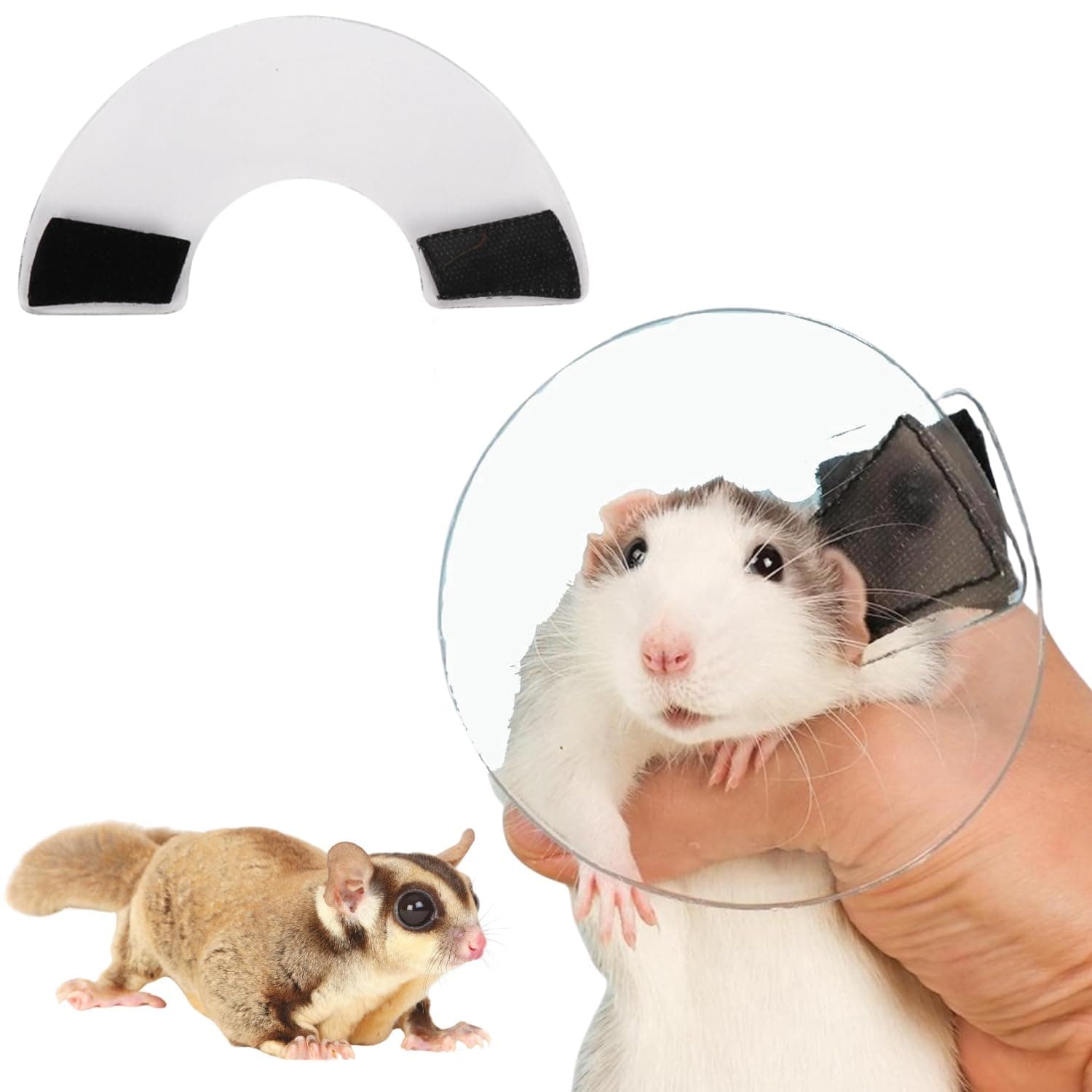 Sugar Glider Recovery Cone - Adjustable Protection Collar Soft Recovery Collar for Rat Bird Hamster Rabbit Guinea Pig After Surgery Wound Healing Elizabeth Neck E Collar for Small Animal (M (6-12cm))