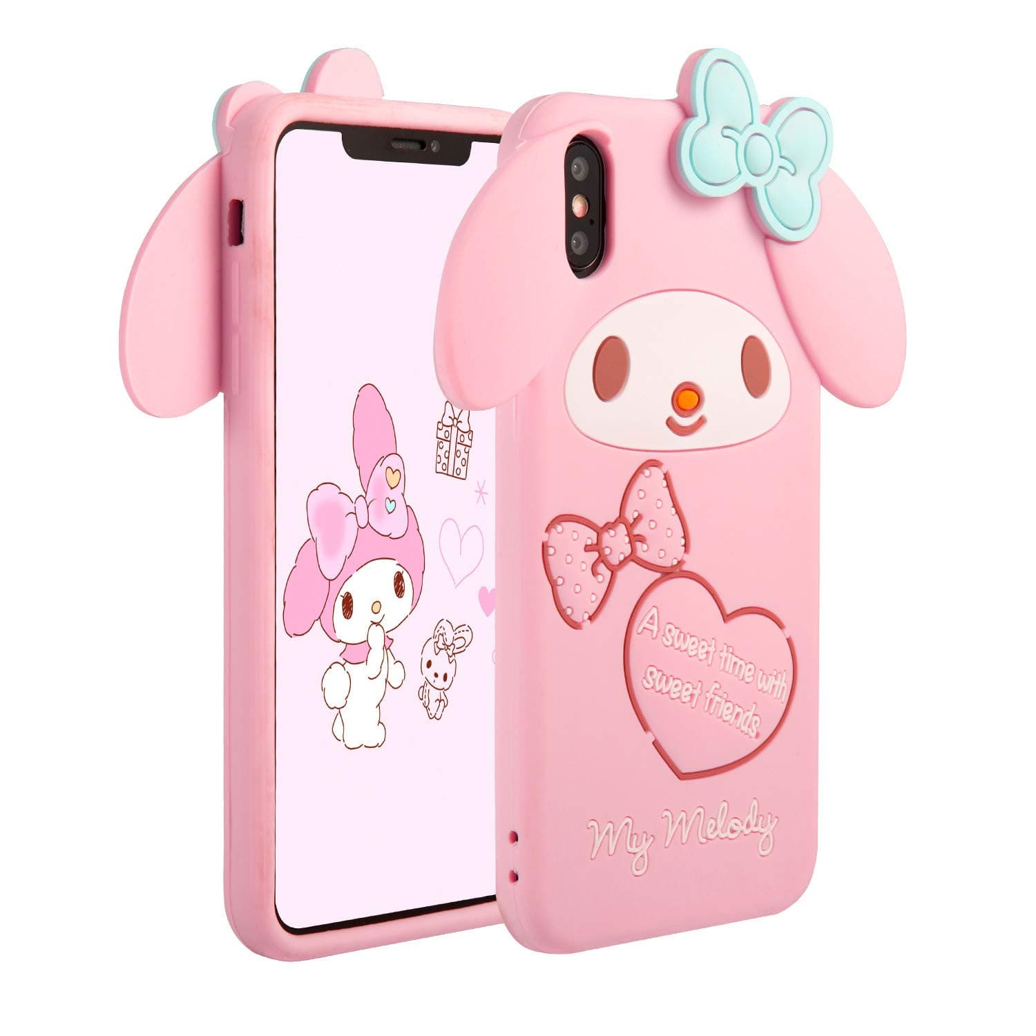 Allsky Case for iPhone Xs Max 6.5" Cartoon Soft Silicone Cute 3D Fun Cool Cover,Kawaii Unique Funny Kids Girls Teens Animal Character Rubbr Shockproof Funny Pink Cases for iPhone XsMax Melod