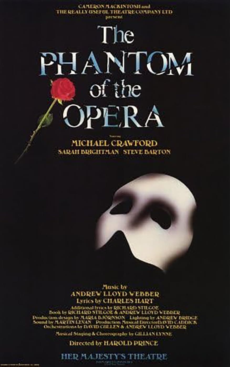 Phantom of The Opera, The Poster Broadway Theater Play 11x17 Michael Crawford Sarah Brightman Vintage Art MasterPoster Print, 11x17