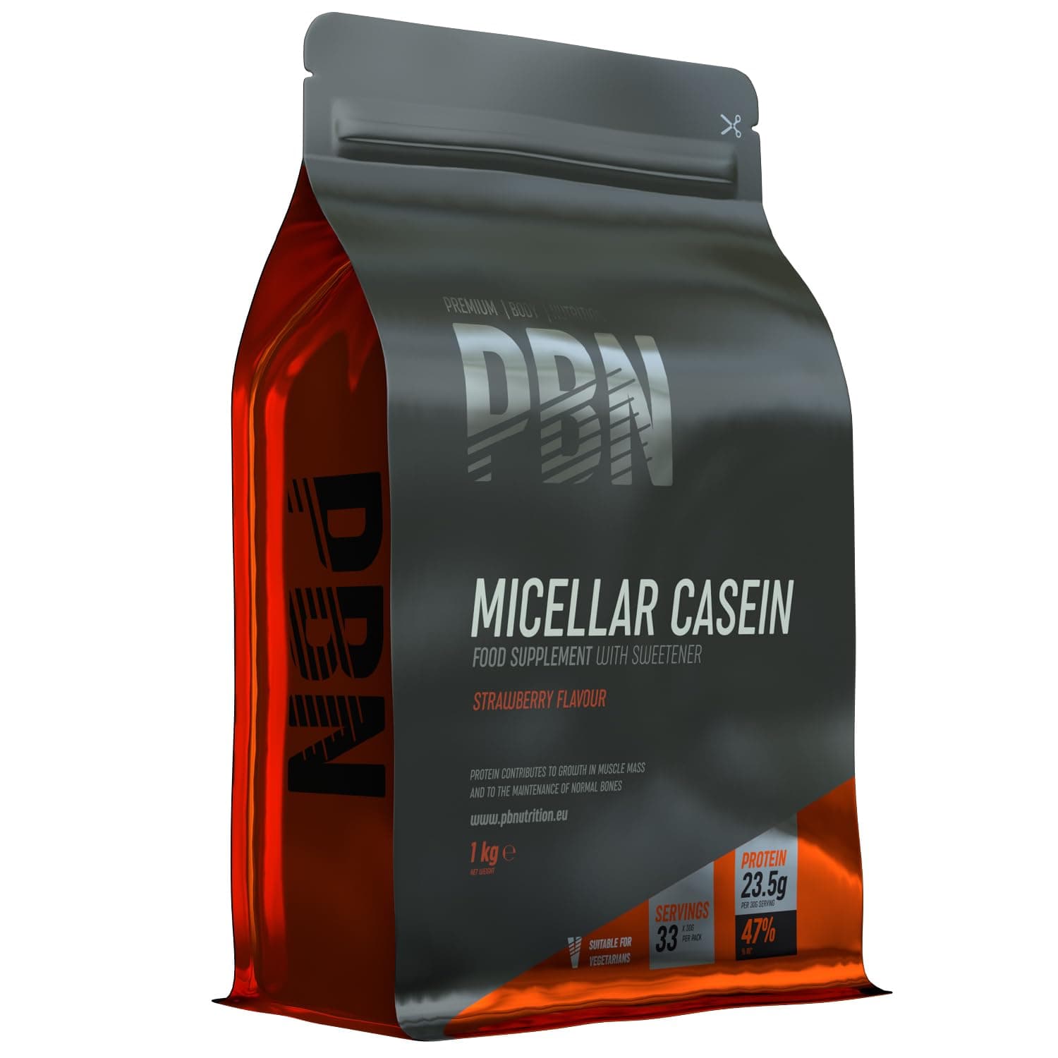 Premium Body Nutrition PBN - Micellar Casein Strawberry 1kg Pouch