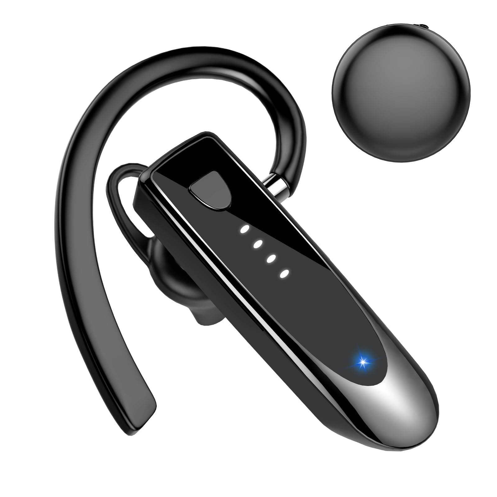 Atheewon Bluetooth Earpiece, Wireless Handsfree with Noise Cancelling Mic, 20Hrs Call Time Bluetooth 5.4 Headset, 180 Hrs Standby Time Headset for Business/Trucker/Driver, Black