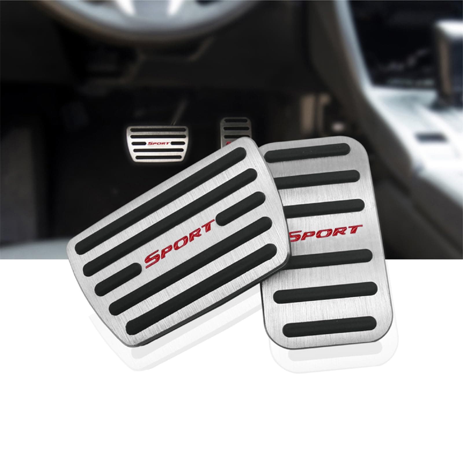 Anti-Slip Performance Foot Pedal Pads Compatible with Honda 10/11th gen Civic,Auto No Drilling Aluminum Brake and Accelerator Pedal Covers Silver Red